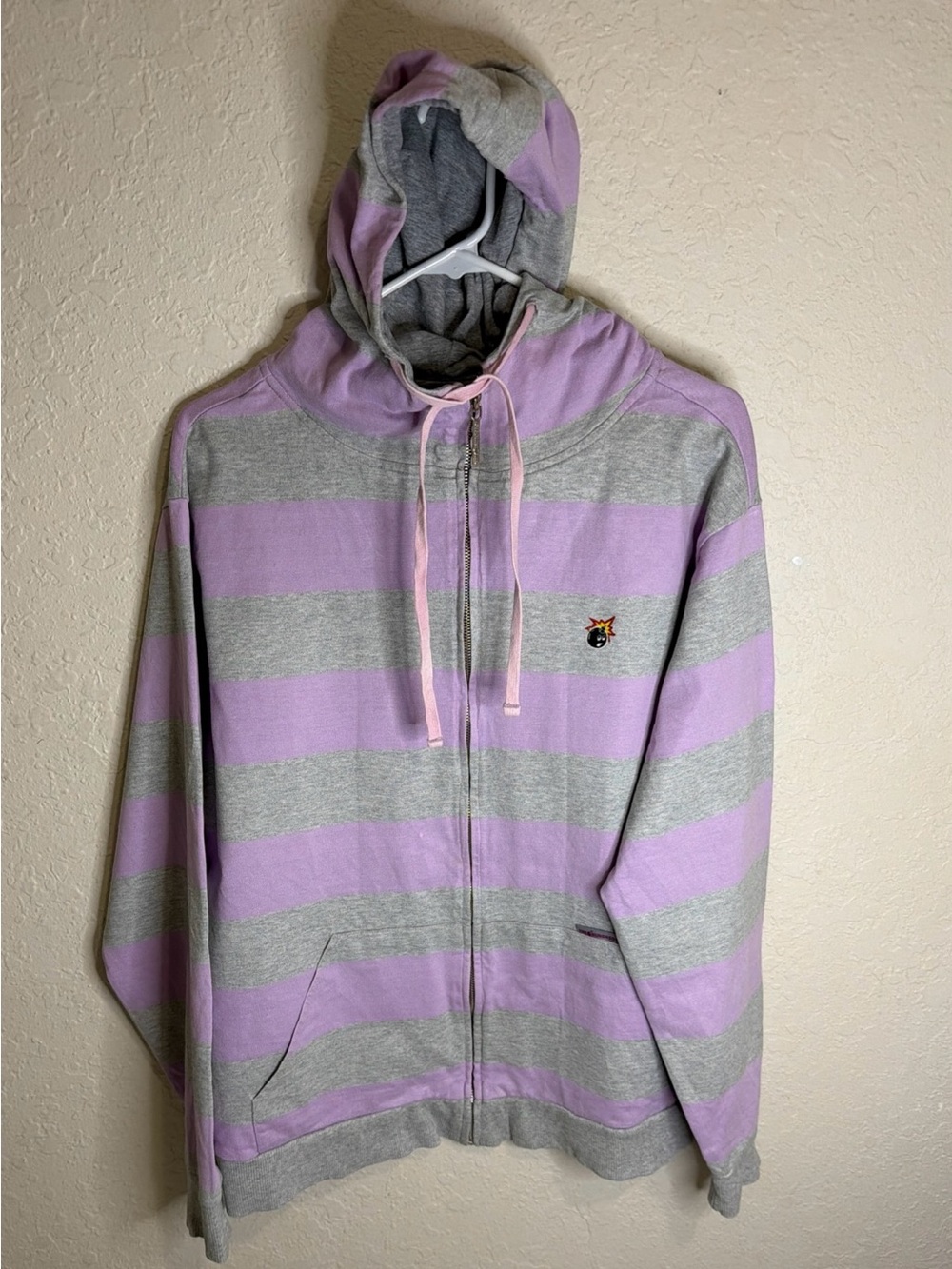 The Hundreds Men’s  Hoodie  plaid Gray  Purple Full Size Large Hooded